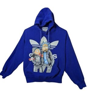 Rick & Morty X Adidas Royal Blue Graphic Character Hoodie Adult Small Unisex Fun